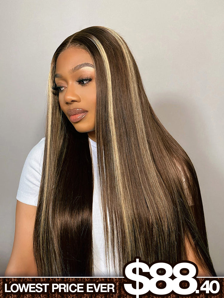 Frodio 100% Human Hair Silky Straight Glueless Flexfit Drawstring Wig Fits All Head Size