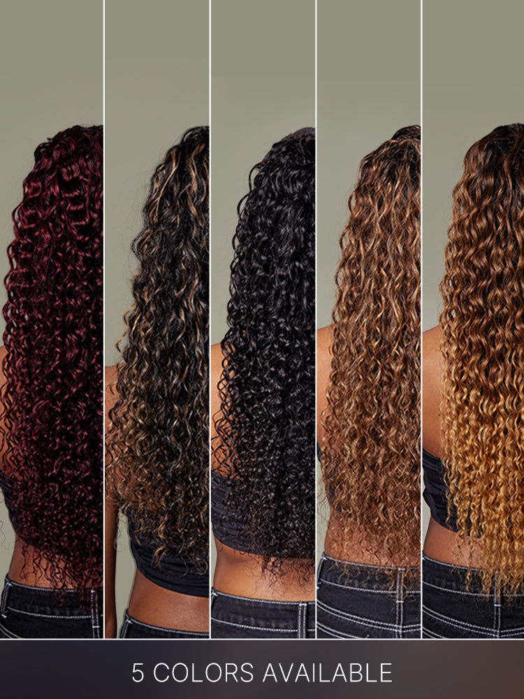 Frodio Ponypop Burgundy Full Water Wave Drawstring Ponytail Human Hair - Tyra