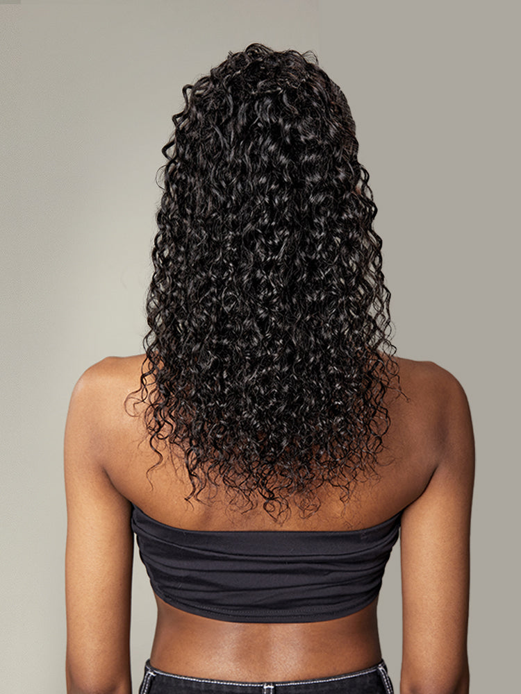 Frodio Ponypop Natural Black Full Water Wave Drawstring Ponytail Human Hair - Imani