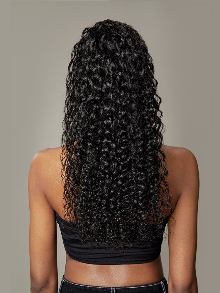 Frodio Ponypop Natural Black Full Water Wave Drawstring Ponytail Human Hair - Imani-14