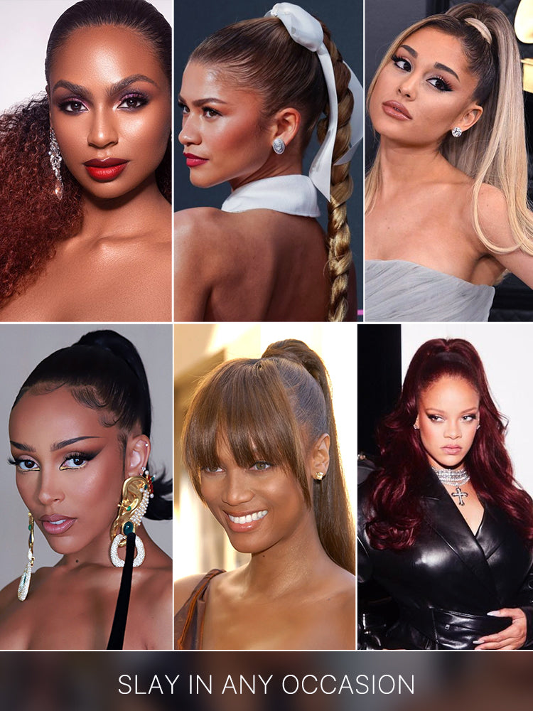 Frodio Ponypop Honey Blonde Highlight Straight Wrap Around Ponytail Human Hair - JOY-10