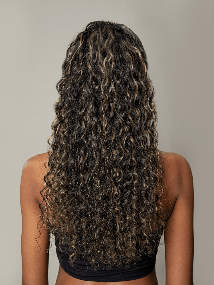 Frodio Ponypop Ash Blonde Highlight Water Wave Drawstring Ponytail Human Hair - Desiree-05