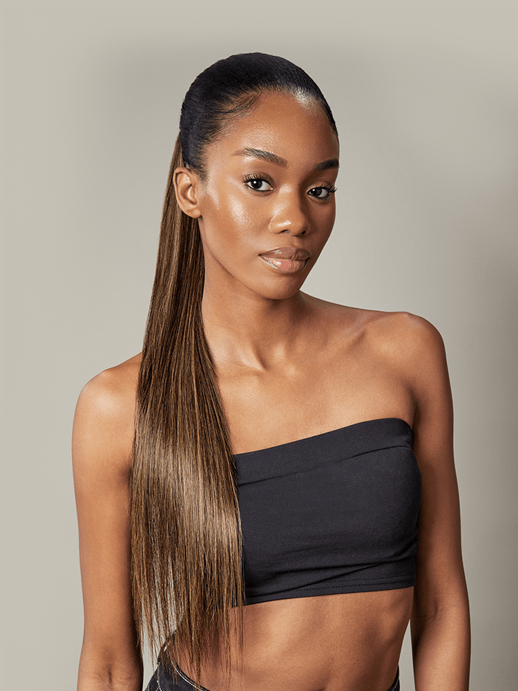 Frodio Ponypop Honey Blonde Highlight Straight Wrap Around Ponytail Human Hair - JOY-04