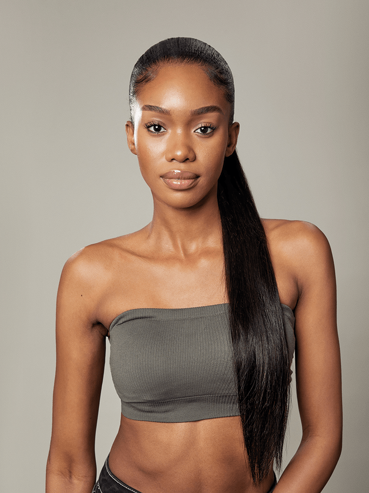 Frodio Ponypop Natural Black Seamless Straight Drawstring Ponytail Human Hair - Destiny