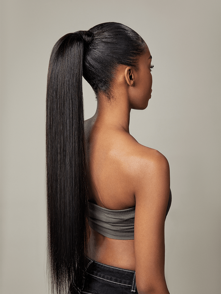 Frodio Ponypop Natural Black Seamless Straight Drawstring Ponytail Human Hair - Destiny