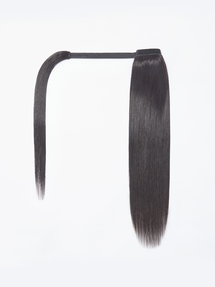 Frodio Ponypop Natural Black Seamless Straight Wrap Around Ponytail Human Hair - Destiny-13