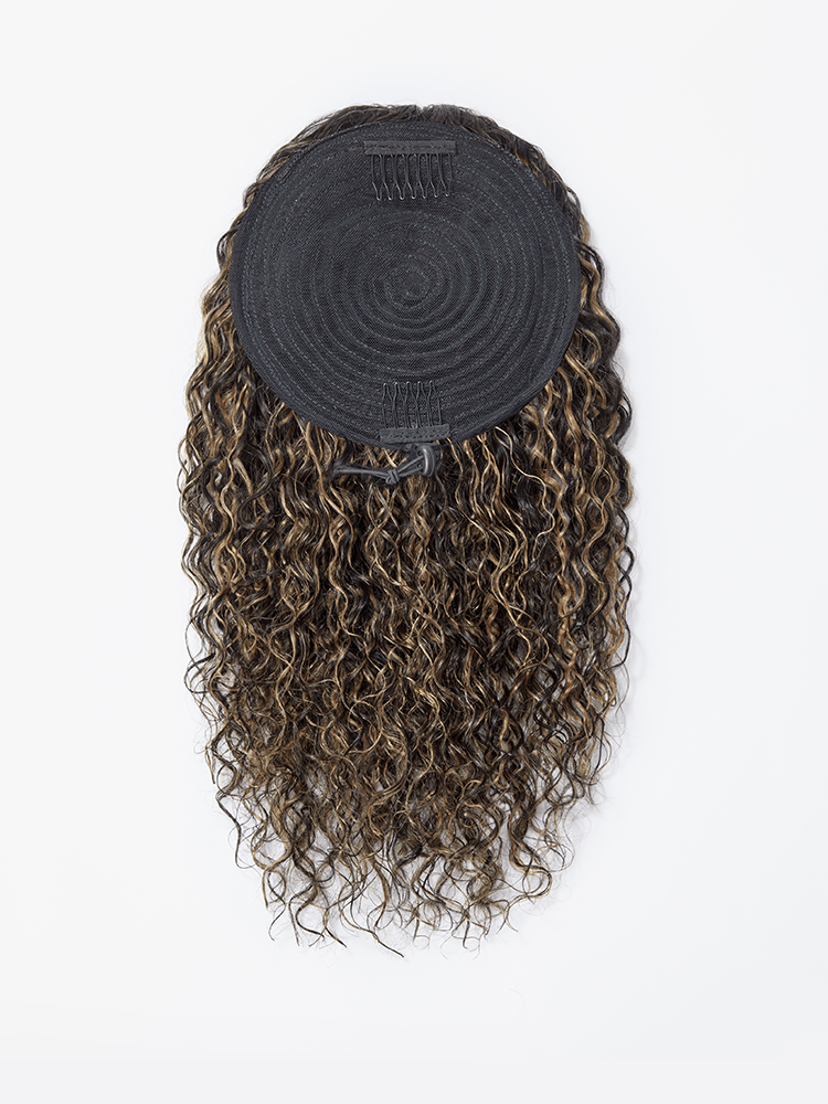 Frodio Ponypop Ash Blonde Highlight Water Wave Drawstring Ponytail Human Hair - Desiree-08
