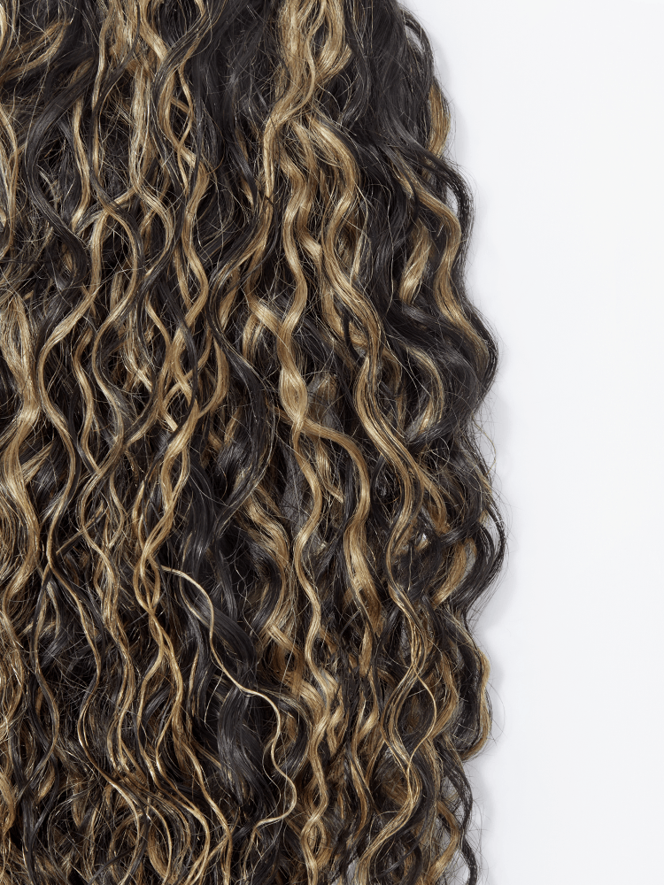 Frodio Ponypop Ash Blonde Highlight Water Wave Drawstring Ponytail Human Hair - Desiree-09