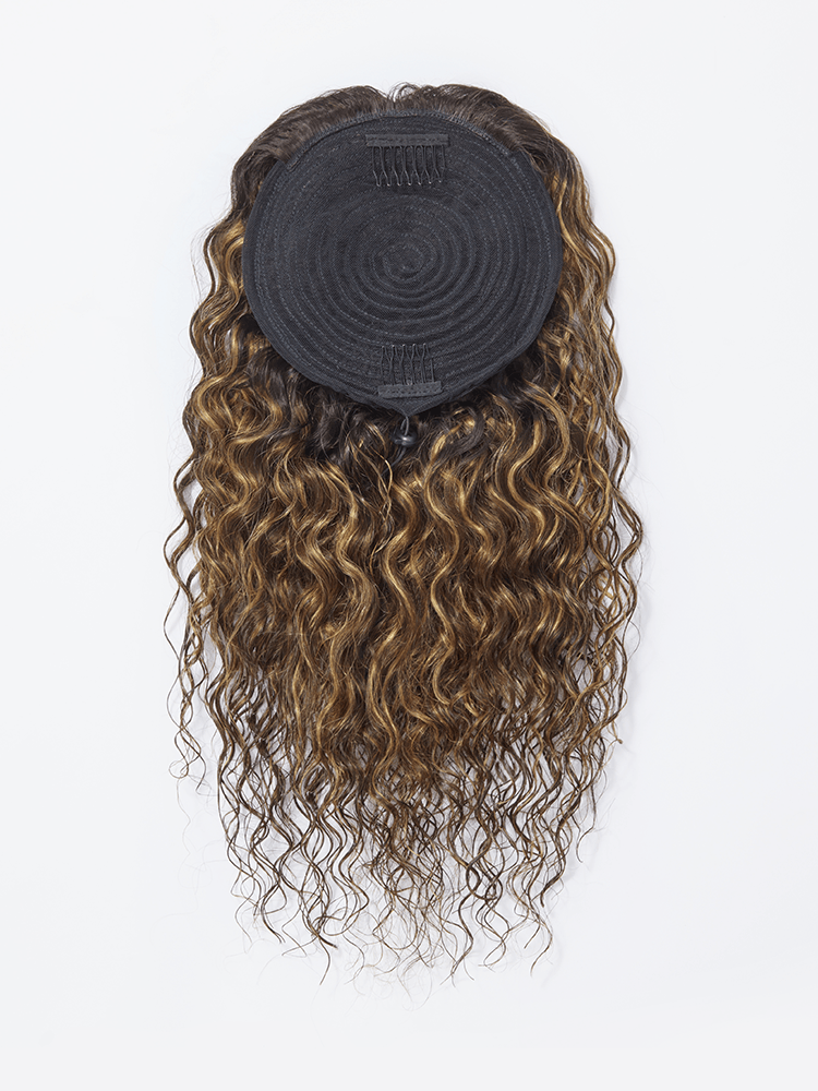 Frodio Ponypop Honey Blonde Highlight Water Wave Drawstring Ponytail Human Hair - Giselle-08