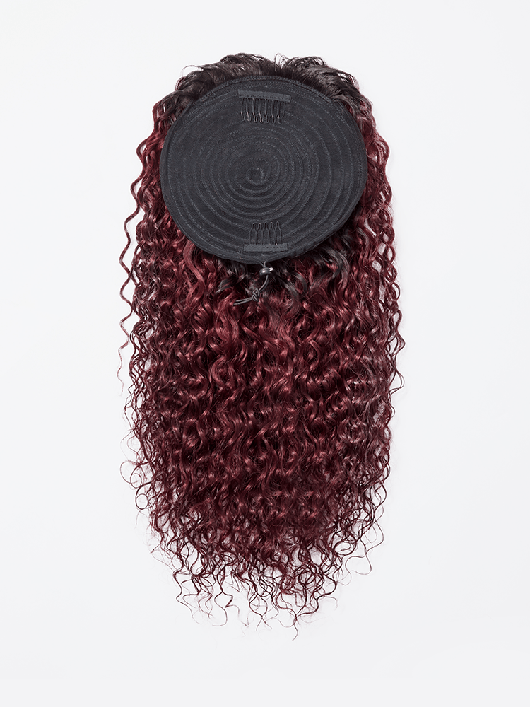 Frodio Ponypop Burgundy Full Water Wave Drawstring Ponytail Human Hair - Tyra