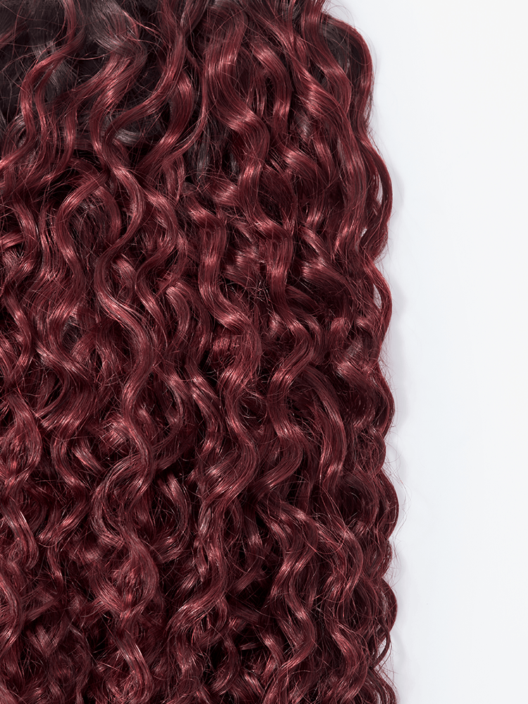 Frodio Ponypop Burgundy Full Water Wave Drawstring Ponytail Human Hair - Tyra