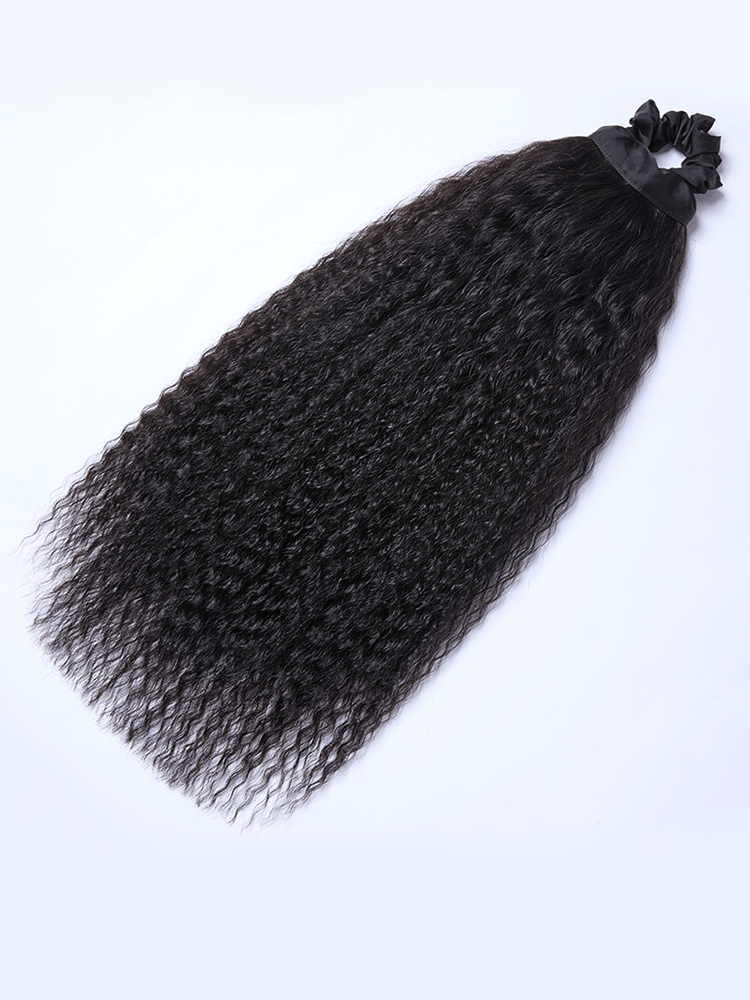 Frodio Ponypop Natural Black Boho Curl Scrunchie Ponytail Human Hair - Tiana-08