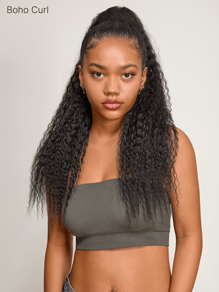 Frodio Ponypop Straight/Yaki Straight/Water Wave/Boho Curl Ponytail Human Hair Extensions-06
