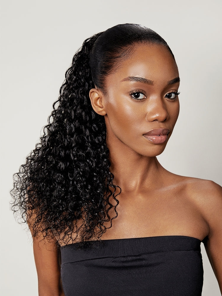Frodio Ponypop Full Natural Water Wave Drawstring Ponytail Human Hair Extensions-04