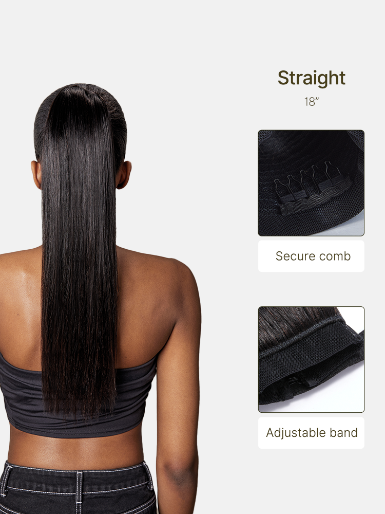 Frodio Ponypop Straight/Yaki Straight/Water Wave/Boho Curl Ponytail Human Hair Extensions-18