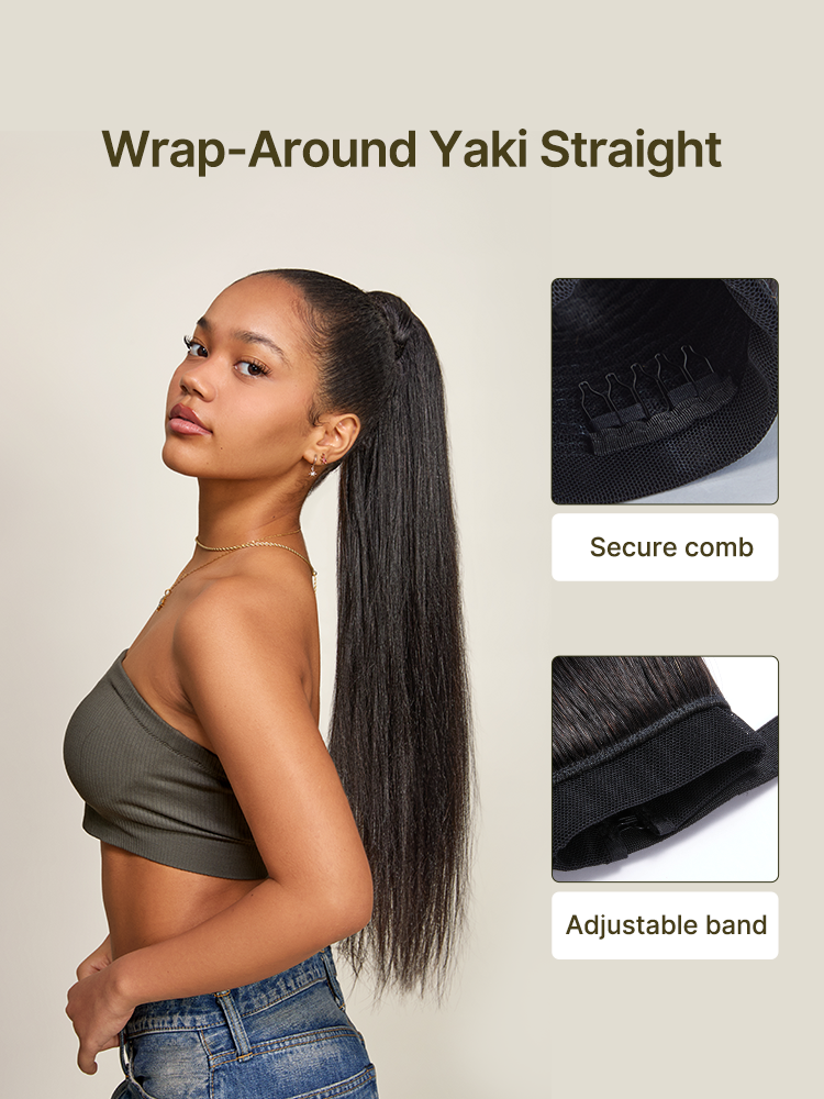 Frodio Ponypop Straight/Yaki Straight/Water Wave/Boho Curl Ponytail Human Hair Extensions-27