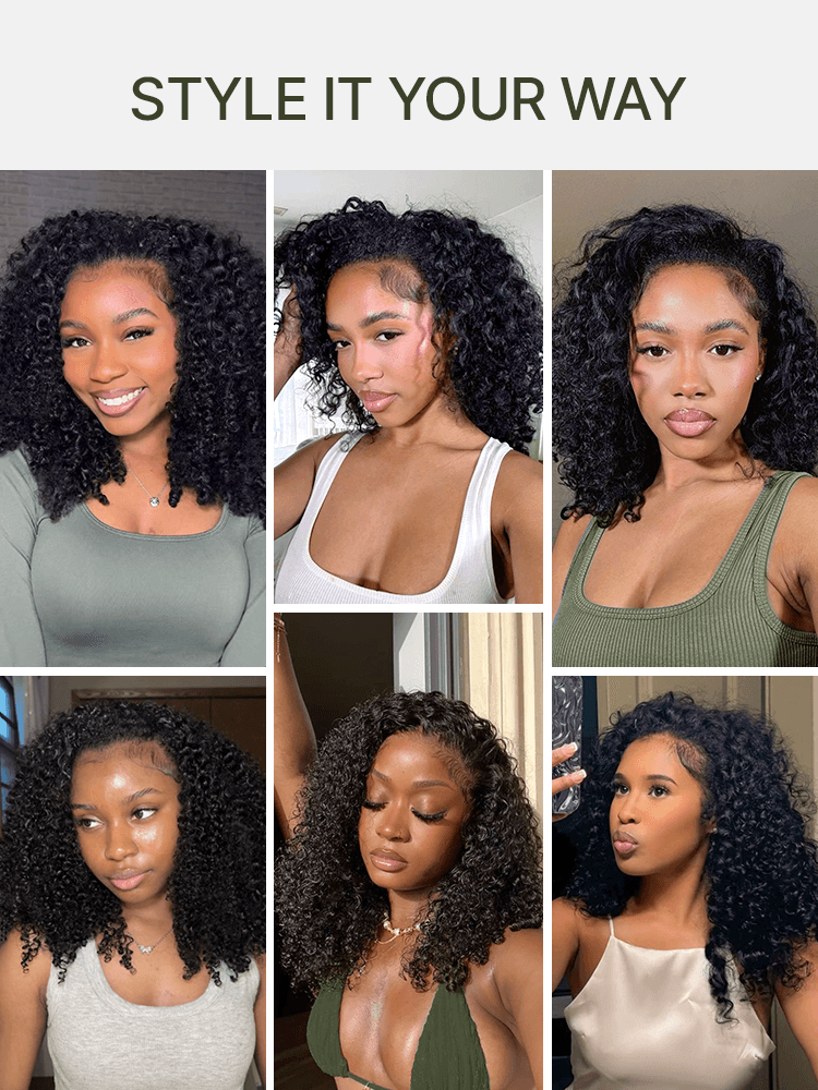 Frodio Ponytail & Kinky Curl 3-in-1 Half Wig 100% Human Hair High-Density Drawstring Extensions-09