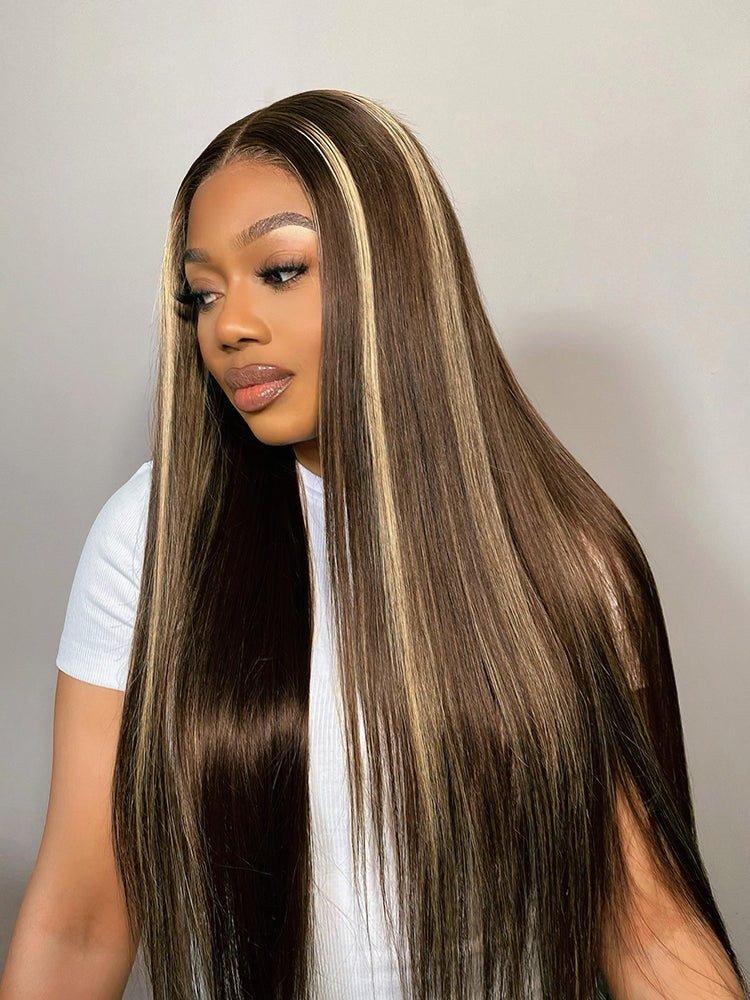 Frodio 100% Human Hair Silky Straight Glueless Flexfit Drawstring Wig Fits All Head Size-07