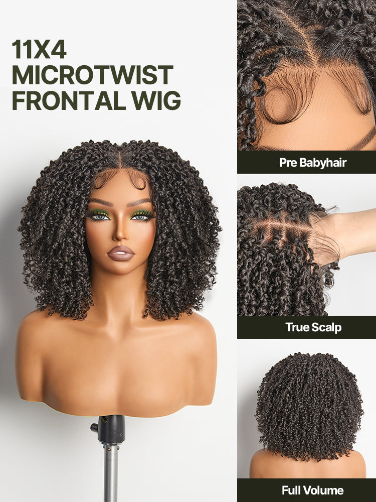 Frodio Veralux™ Blend Human Hair Micro Twist Curly Wigs 11X4 HD Lace Dreadlock Wig-02