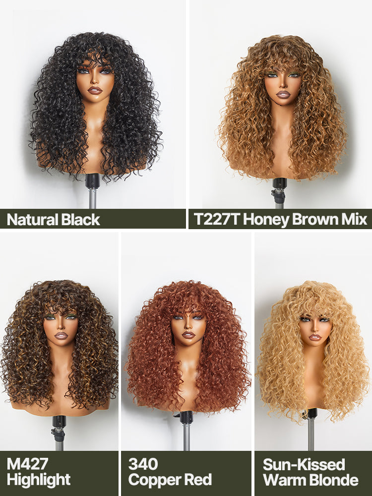 Frodio Veralux™ Blend Human Hair Curly Wig With Bangs- Effortless Shaggy Waves Big Hair Curly Hair Wig-33