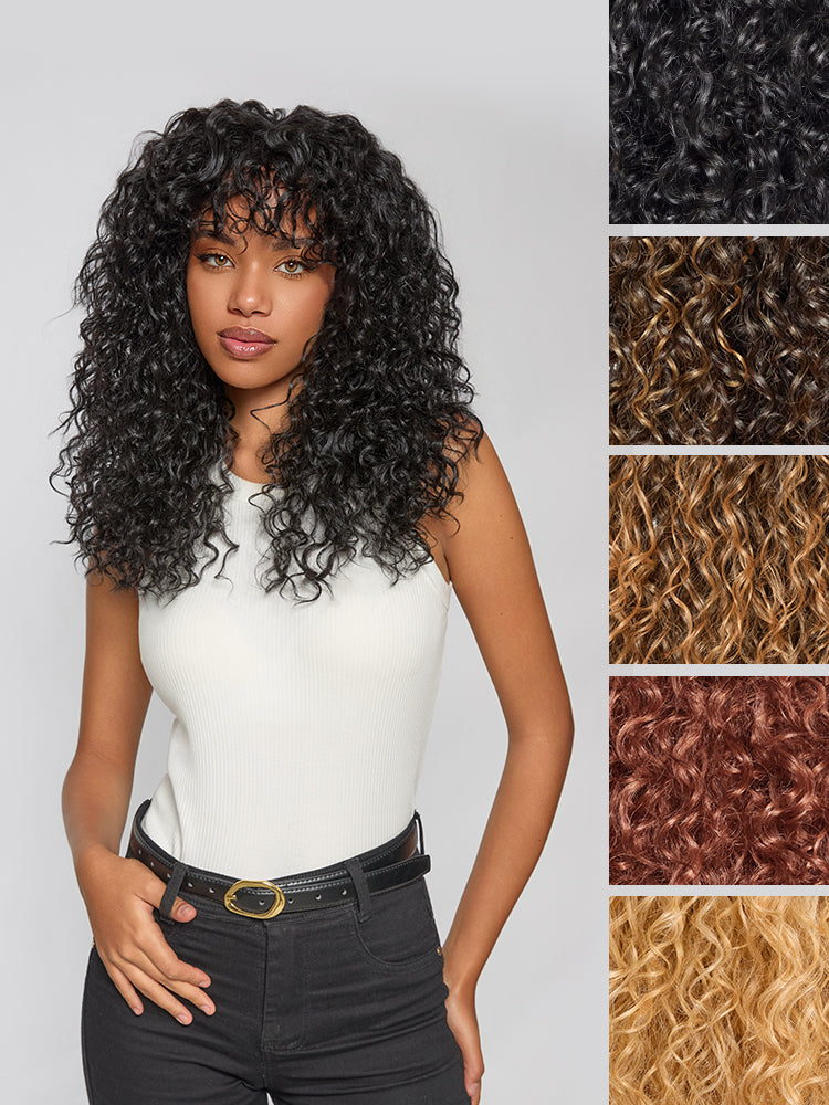 Frodio Veralux™ Blend Human Hair Curly Wig With Bangs- Effortless Shaggy Waves Big Hair Curly Hair Wig-32