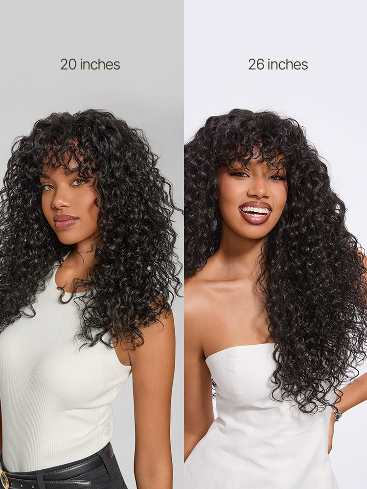 Frodio Veralux™ Blend Human Hair Curly Wig With Bangs- Effortless Shaggy Waves Big Hair Curly Hair Wig-38