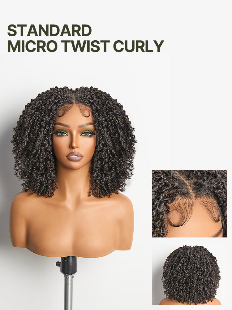 Frodio Veralux™ Fiber 12'' Synthetic Wig Micro Twist Curly Wigs 11X4 HD Lace Dreadlock Wig-16