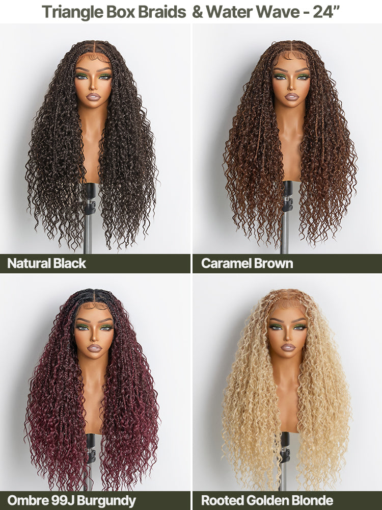 Frodio Veralux™ Fiber 30" Full Lace Boho Braid Synthetic Box Braid Wig – Grid-Part Top with Mixed Boho Curls-26