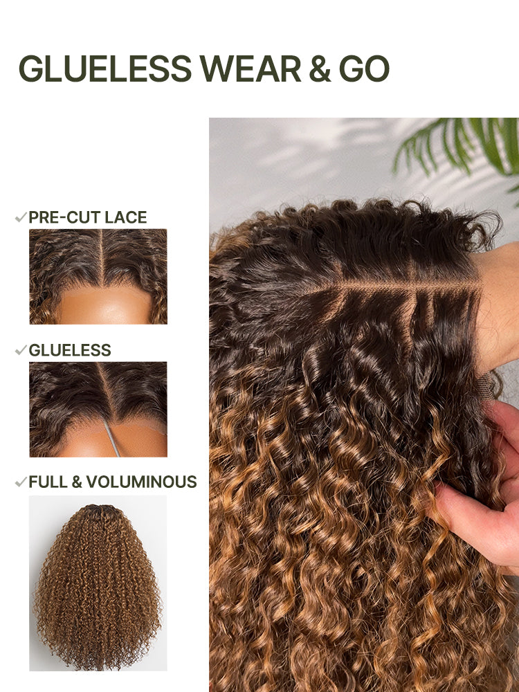 Frodio Veralux™ 13x6 HD Lace Wig Glueless Wear Go Wig 24” Golden Chestnut Curly Premium Fiber Wig – Full Density, Beginner Friendly-03
