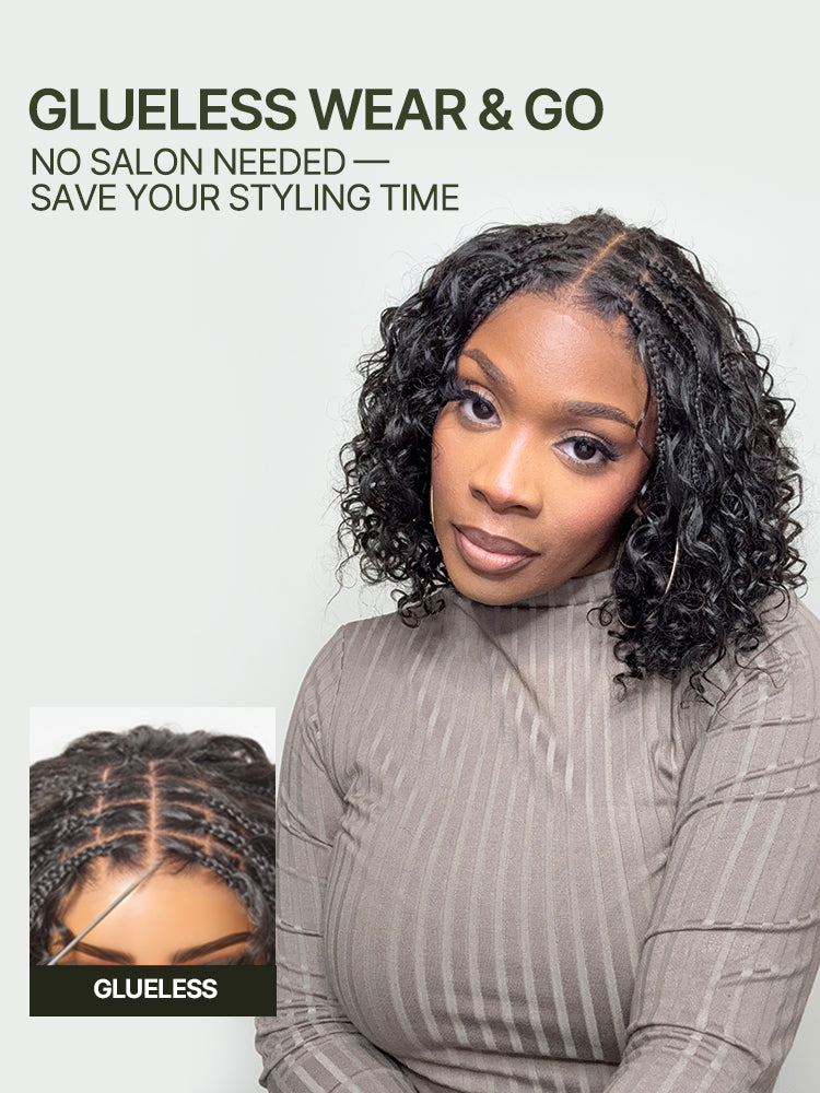 Frodio Veralux™ 13x6 HD Lace Wig Glueless Wear & Go 12” Boho Braids Water Wave Wig – Premium Fiber, Beginner Friendly-04
