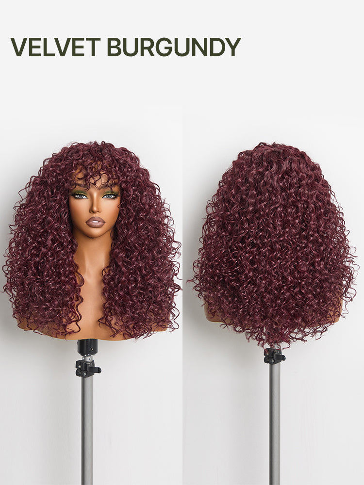 Frodio Veralux™ Blend Human Hair Curly Wig With Bangs- Effortless Shaggy Waves Big Hair Curly Hair Wig-45