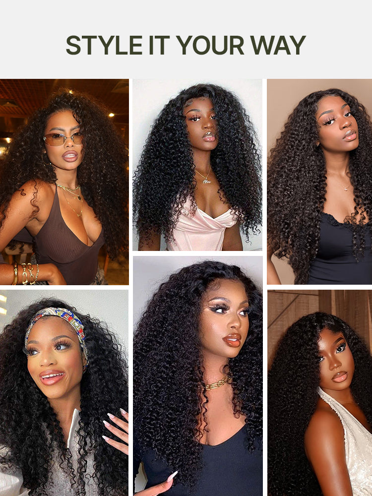 Frodio 20" Veralux™ Blend Human Hair 3in1 Half Wig Kinky Curly Hair Ready To Wear Big Hair Curly Hair Wig Natural Volume & Bounce-05