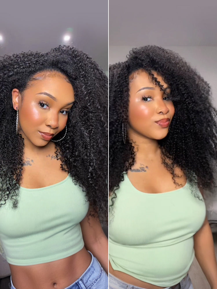 Frodio 20" Veralux™ Blend Human Hair 3in1 Half Wig Kinky Curly Hair Ready To Wear Big Hair Curly Hair Wig Natural Volume & Bounce-09