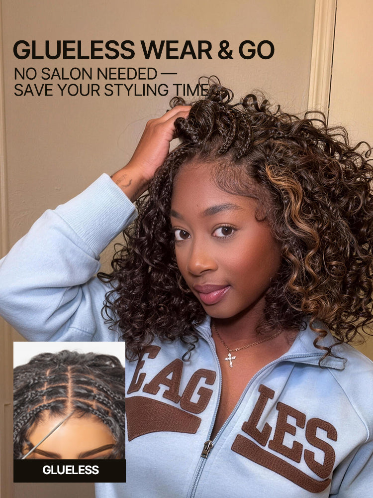 Frodio Veralux™ 13x6 HD Pre-Cut Lace Wig Glueless Wear & Go 12” Boho Braids Water Wave Wig – Premium Fiber, Beginner Friendly-14