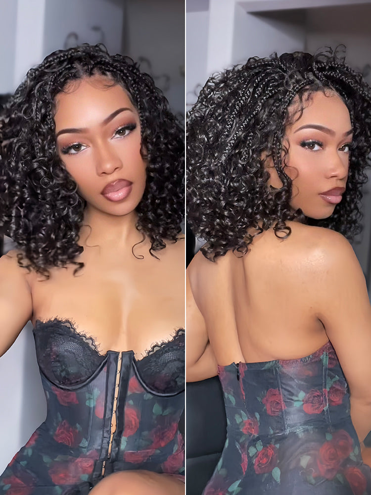 Frodio Veralux™ 13x6 HD Pre-Cut Lace Wig Glueless Wear & Go 12” Boho Braids Water Wave Wig – Premium Fiber, Beginner Friendly-12