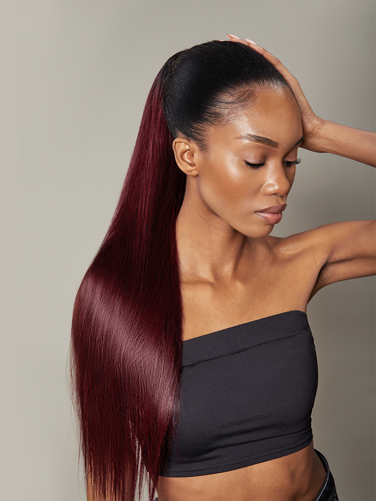 Frodio 100% Human Hair High-Density 10-Sec Ponytail Hair Extensions Hairpiece Clip In 2 Piece Set-03