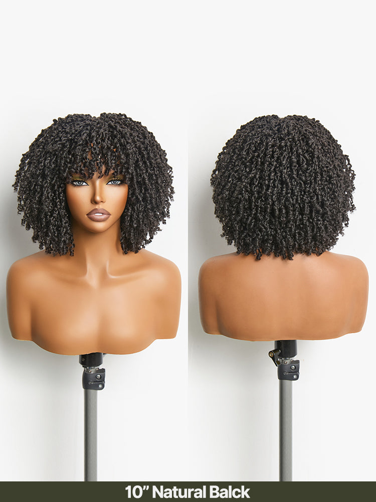 Frodio Wear and Go Micro Twist Synthetic Wig with Bangs Short Braided Glueless Wig Beginner Friendly-07