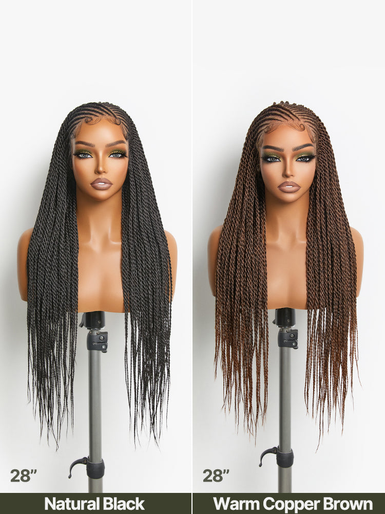 Frodio Veralux™ Synthetic Fiber 13x5 Lace Frontal Glueless Two-Strand Twist Braided Wig Beginner Friendly-16