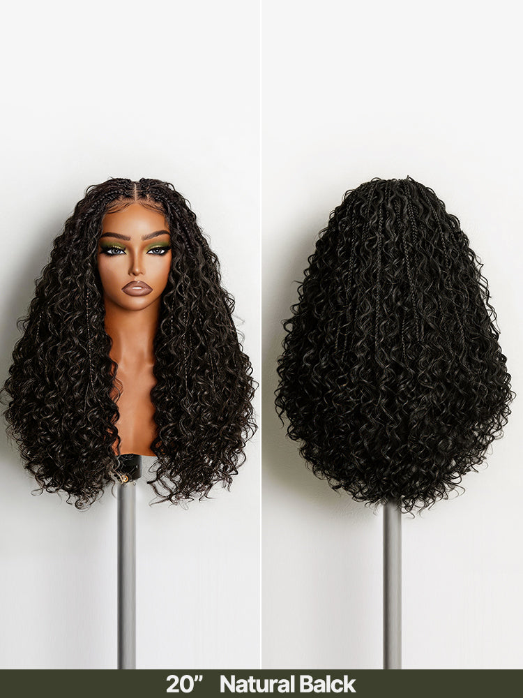 Frodio Veralux™ 13x6 HD Pre-Cut Lace Wig Glueless Wear & Go 12” Boho Braids Water Wave Wig – Premium Fiber, Beginner Friendly-30