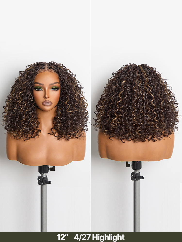 Frodio Veralux™ 13x6 HD Pre-Cut Lace Wig Glueless Wear & Go 12” Boho Braids Water Wave Wig – Premium Fiber, Beginner Friendly-34