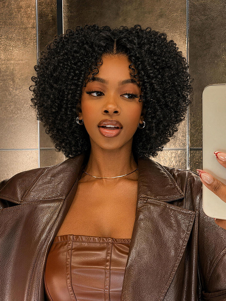 Frodio Veralux™ Blend Human Hair Short Jerry Curly Wig Glueless Pre-Cu