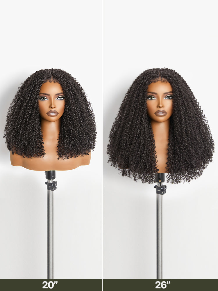 Frodio Veralux™ Synthetic Fiber Kinky Curly Drawstring Wig Middle Part Pre-Cut Lace Wear & Go Beginner Friendly-06