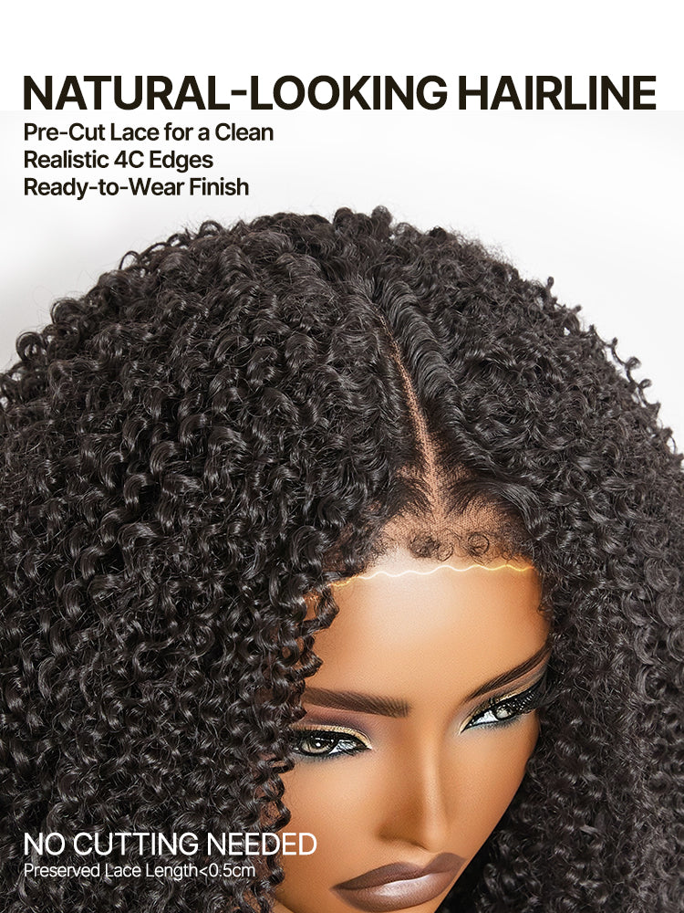 Frodio Veralux™ Synthetic Fiber Kinky Curly Drawstring Wig Middle Part Pre-Cut Lace Wear & Go Beginner Friendly-02
