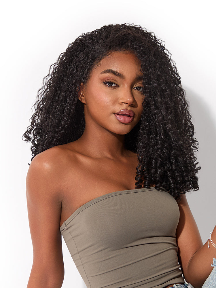 Frodio Veralux™ Synthetic Fiber + Human Hair Burmese Curly 3-in-1 Half Wig Spiral Ends-15