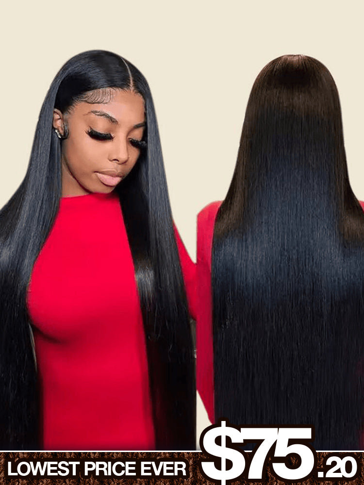 Frodio 100% Human Hair Natural Black Silky Straight Glueless Flexfit Drawstring Wig Fits All Head Size