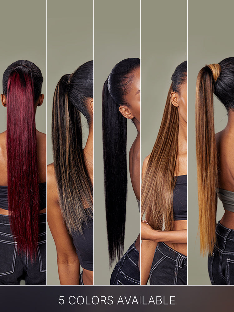 Frodio Ponypop Ash Blonde Highlight Straight Wrap Around Ponytail Human Hair - Lesli-08