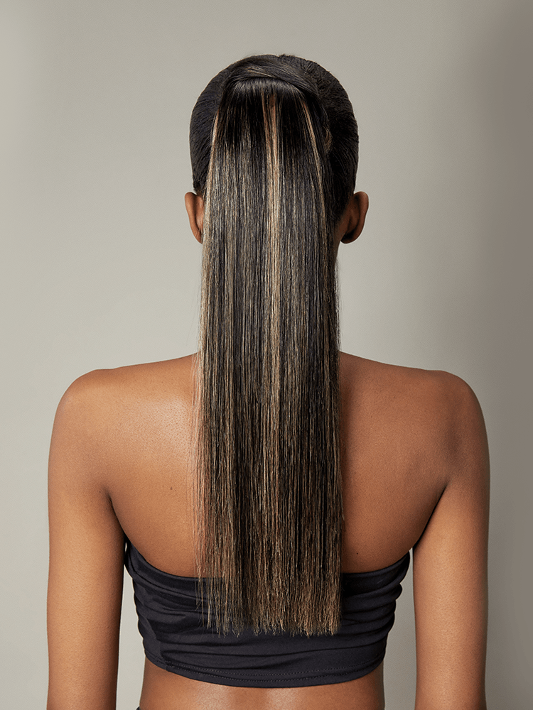 Frodio Ponypop Ash Blonde Highlight Straight Wrap Around Ponytail Human Hair - Lesli-03