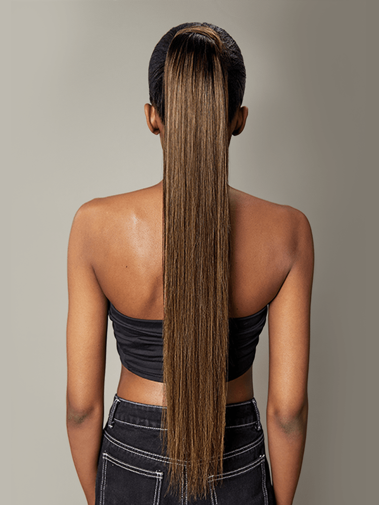 Frodio Ponypop Honey Blonde Highlight Straight Wrap Around Ponytail Human Hair - JOY-03