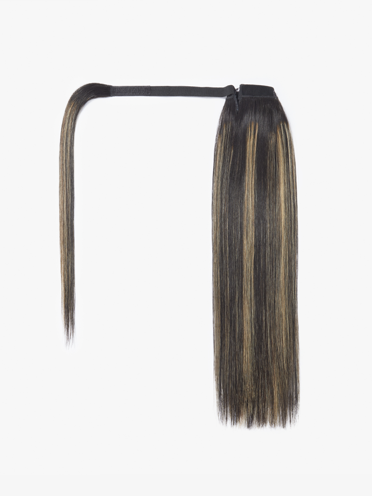 Frodio Ponypop Ash Blonde Highlight Straight Wrap Around Ponytail Human Hair - Lesli-07