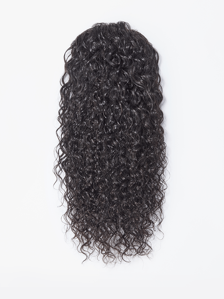 Frodio Ponypop Natural Black Full Water Wave Drawstring Ponytail Human Hair - Imani-09